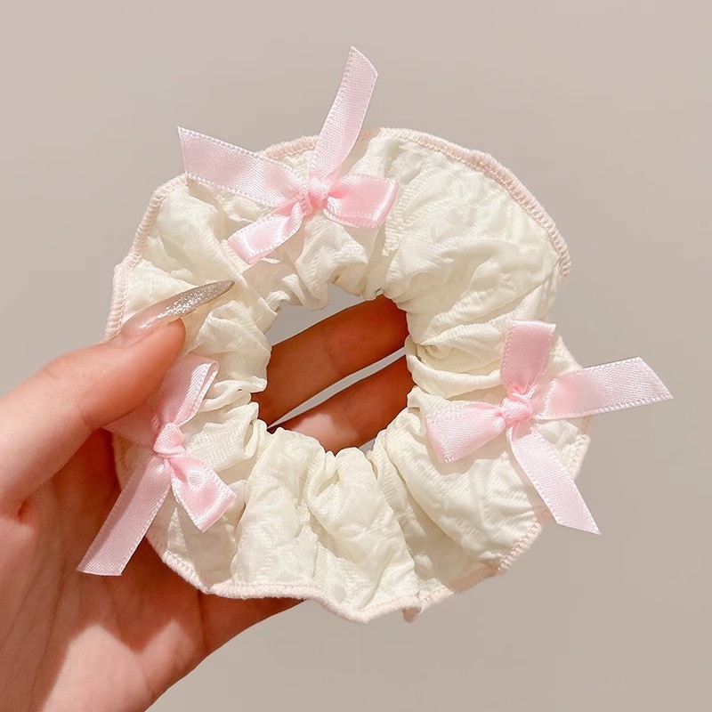 布艺碎花大肠发圈学院风少女心蕾丝花边发绳甜美蝴蝶结扎头发头绳|undefined