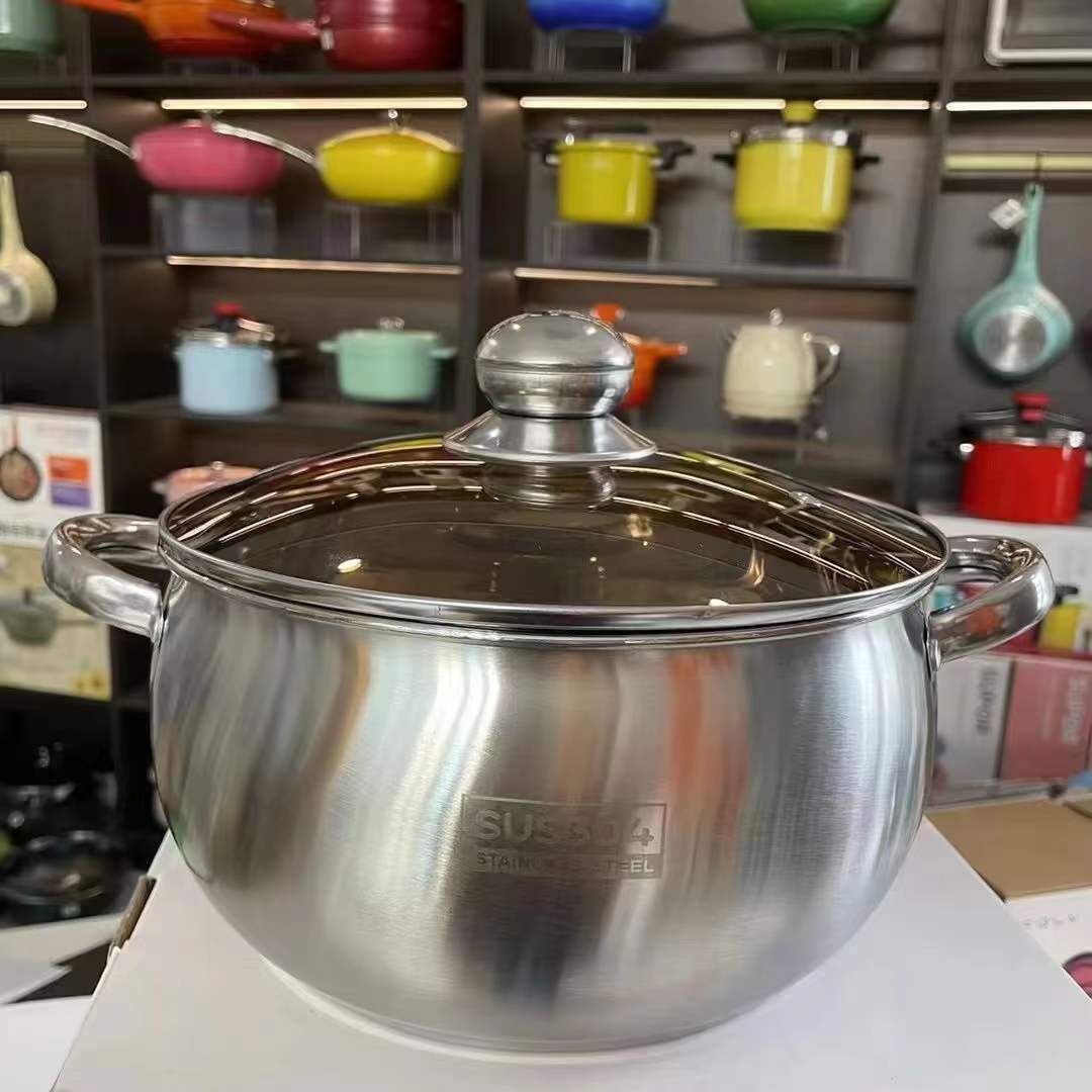 【抖音爆款】加厚不锈钢汤锅明珠汤锅苹果锅24cm一件代发厂直销-阿里巴巴