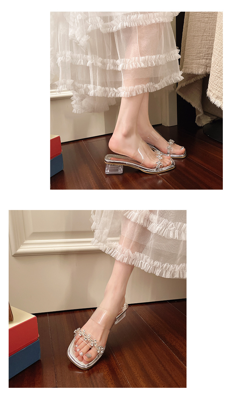French Style Heels For Women Summer Outdoor Fairy Shoes High-end Transparent Rhinestone One-strap Stunning High Heel_vogvips.com