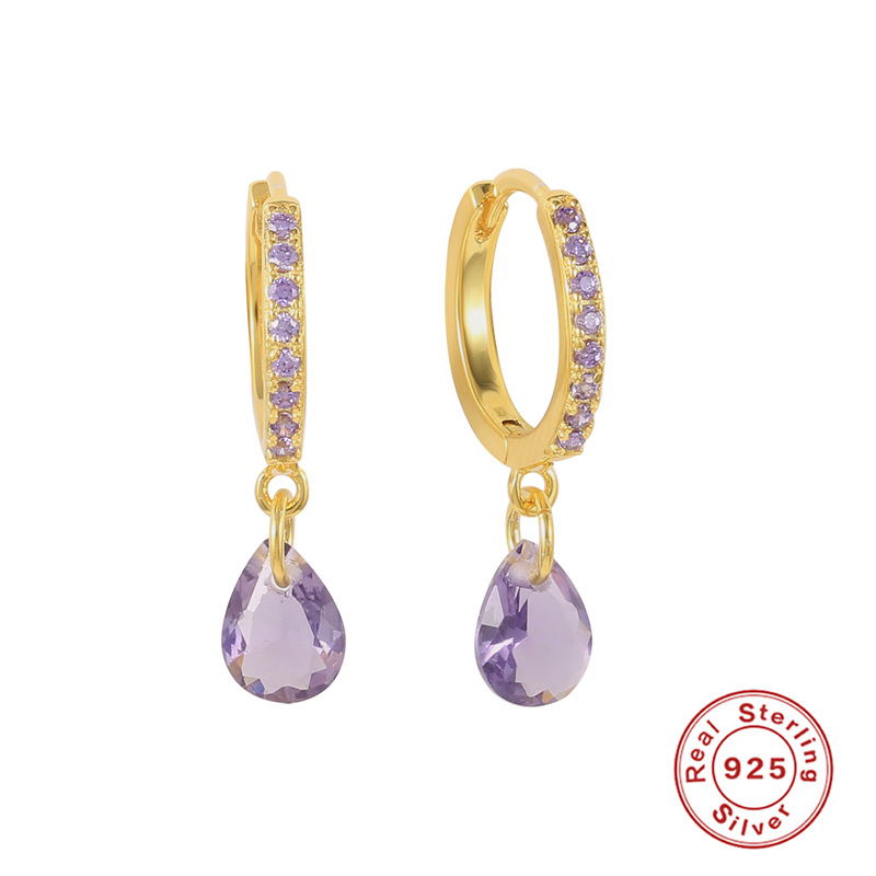 11g Weight Gem Inlay Material Earrings Classification 1 Pair Quantity 1 Pair 925 Sterling Silver Gem Water Droplets Earrings