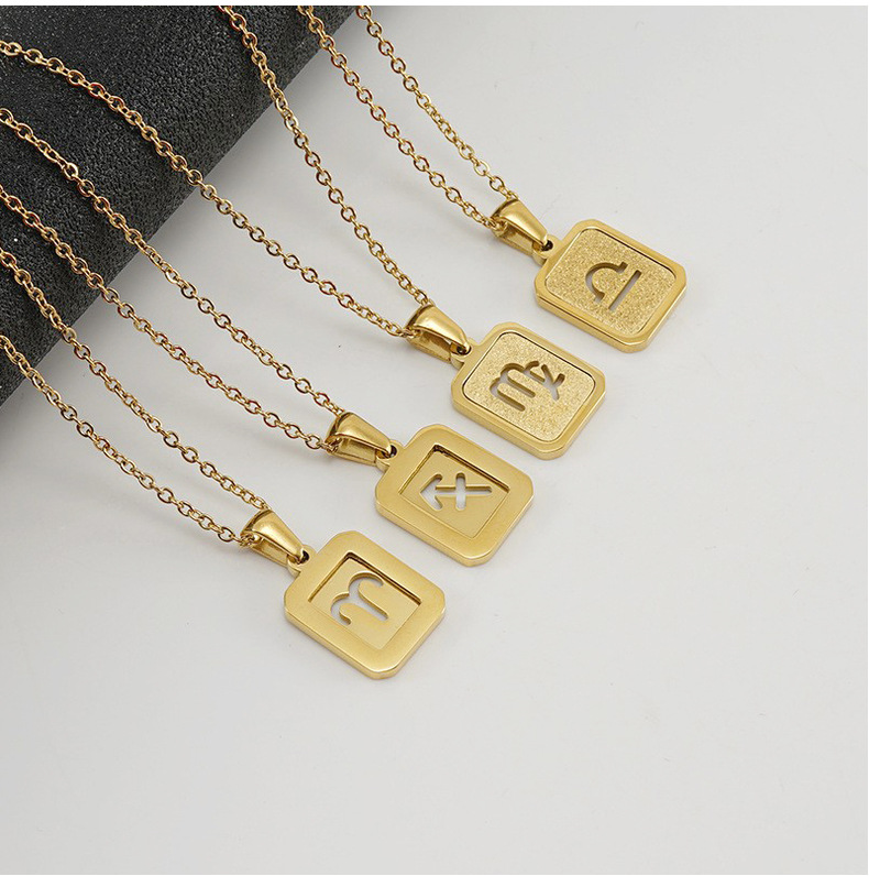 18K Gold Plated Plating Material 304 Stainless Steel Pendant Material Necklace Classification Fashion Constellation Titanium Steel Necklace 1 Piece