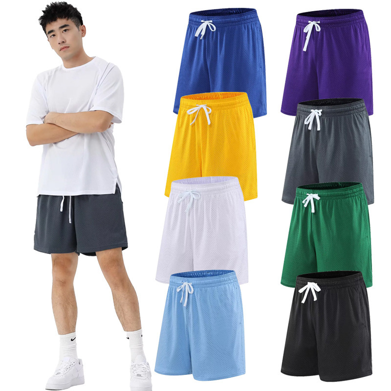 New American-Style Men's Shorts, Knee-Length Basketball Shorts, Simple Quick-Dry Breathable Fitness Running Loose Sports Shorts