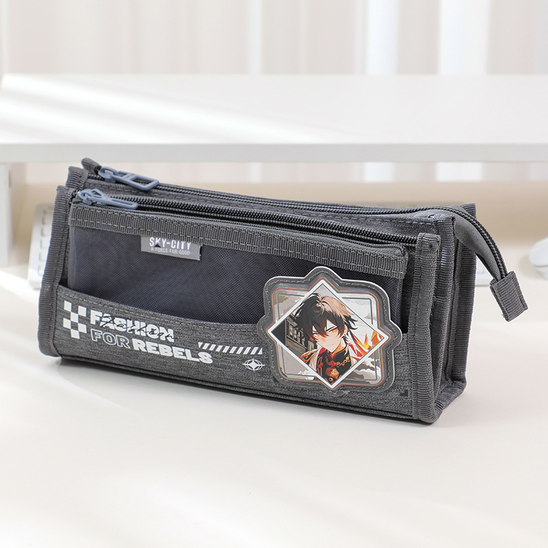 Ciudad del cielo tres nuevos niños de secundaria secundaria estilo cómico caja de almacenamiento coreana simple tela de gran capacidad bolsas de pluma