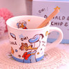 Kawaii Stick Squirrel Chinic Duck Mickey Ceramic Water Cup Cup Cup Coffee Cup Gift Box with a spoon