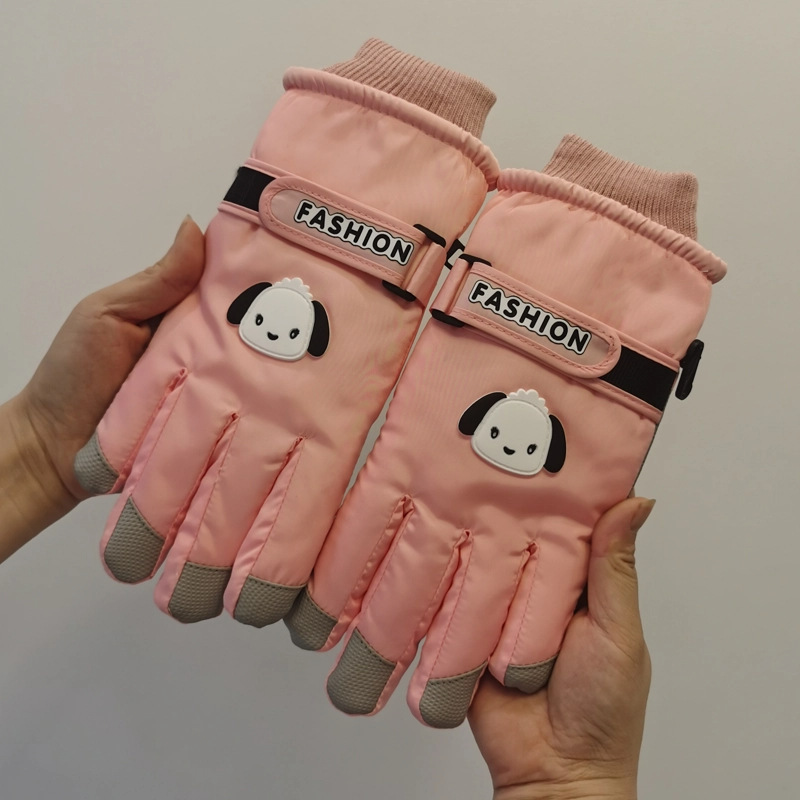 新しい女性用スキーグローブ、冬用ベルベットと厚みのあるサイクリング防風性と暖かい漫画のかわいいタッチスクリーン防寒手袋|undefined