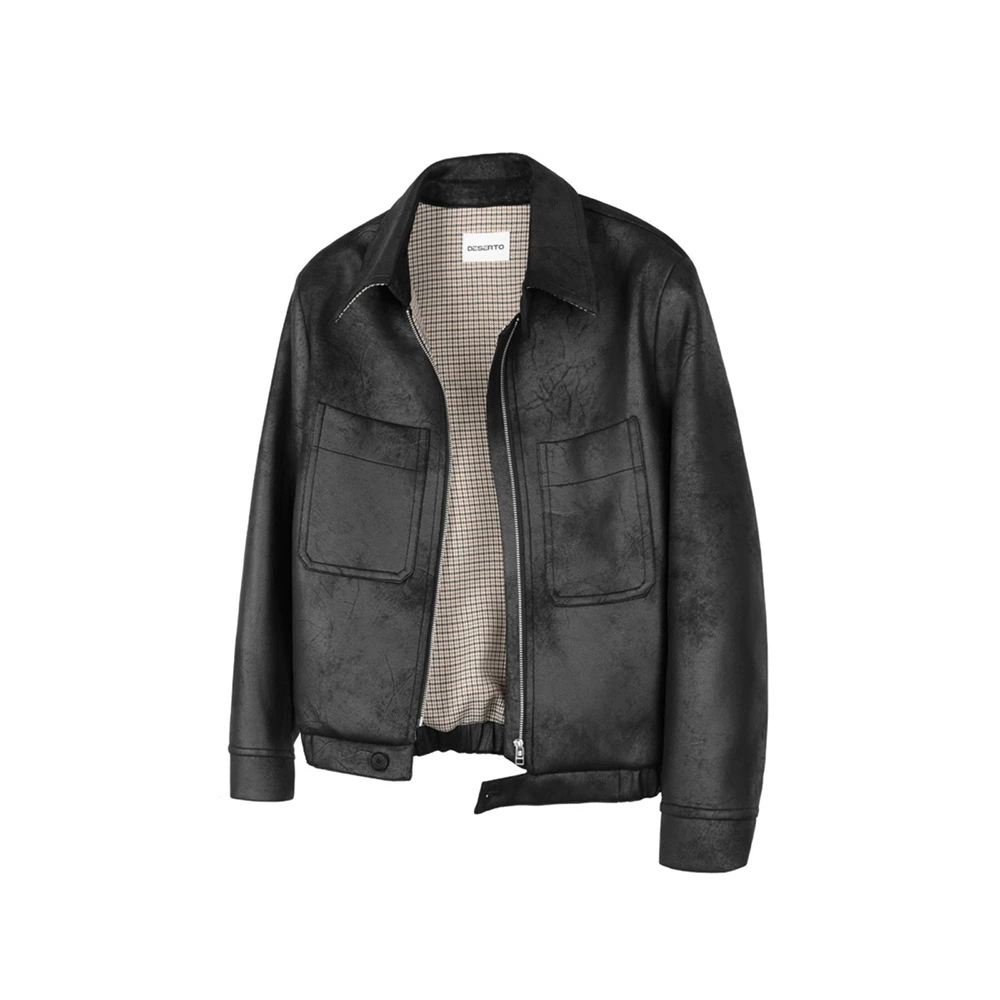 Модные тенденции PU кожаные куртки мужские приливные марки охотничьи тысячи птиц сетки Cleanfit короткая широкая куртка с отворотом