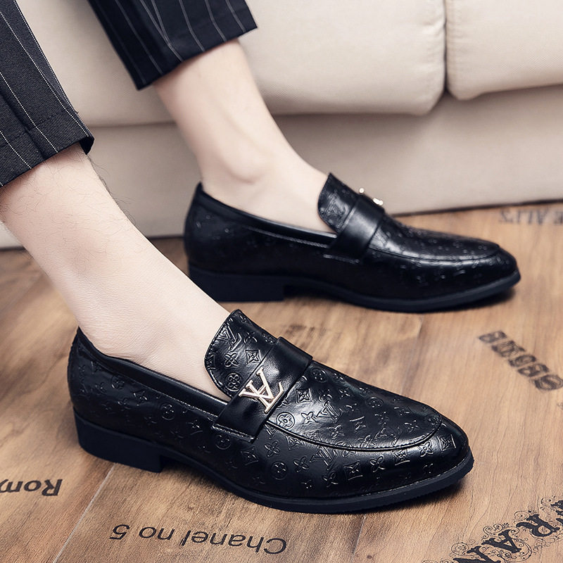 Giày lười nam da PU mũi tròn, đế cao 2,5 cm, kiểu công sở và thường ngày — 3329 Gót vuông (phiên bản tăng chiều cao), 3329 Ngôi sao năm cánh (Phiên bản nâng cao), 3329 ngôi sao năm cánh, 6971 màu đen