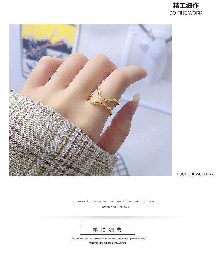 New simple geometric open doublelayer irregular index finger ringpicture7