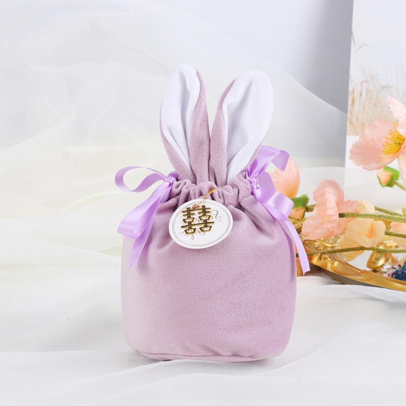 라이트 퍼플 사탕 가방-토끼 귀 [술과 동등한 리본]]