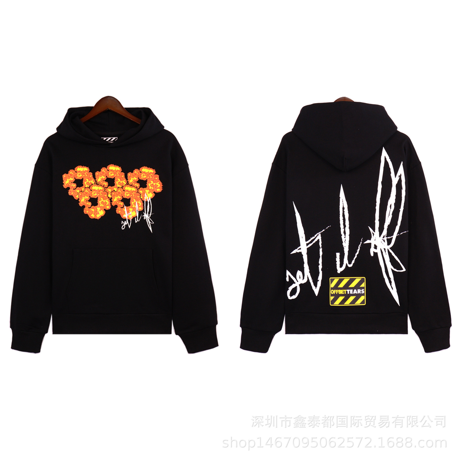2024 European and American Fashion Brand Foam Printed Loose Sweater Y2K Hip Hop Street Wear Men's and Women's Pullover Casual suit