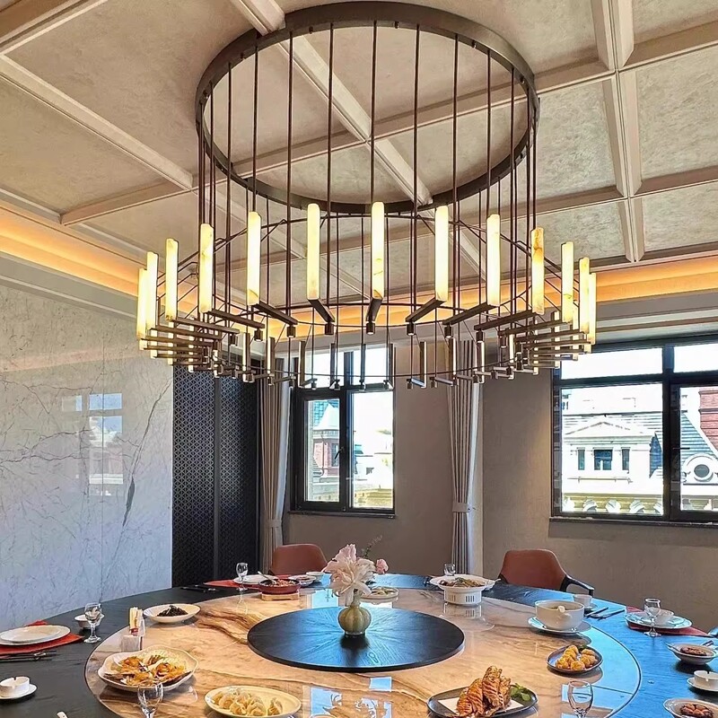 酒店宴会厅餐饮包厢云石吊灯工程定制设计师款售楼部大堂中式吊灯|undefined