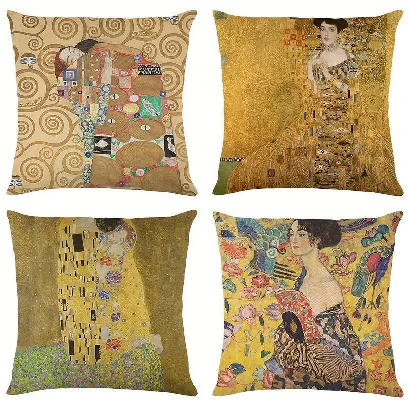 2024 explosión transfronteriza retrógrada impresión de pintura al óleo personajes abrazan funda de almohada impresión de lino amazon mesa de sala de estar bandera dormitorio