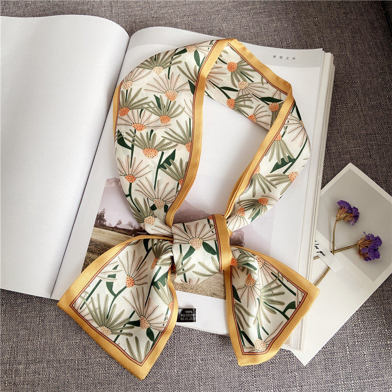 Yellow edge wildflower* silk scarf