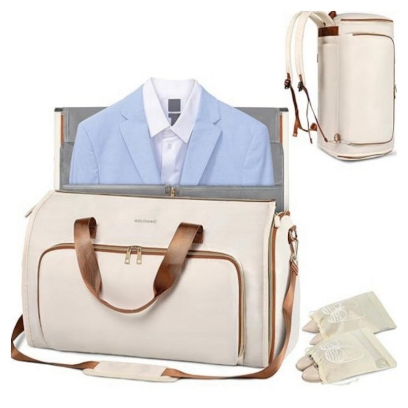 2024 new fashion travel suit bag convertible clothing bag wear-resistant folding storage hanging bag can be crossbody backpack