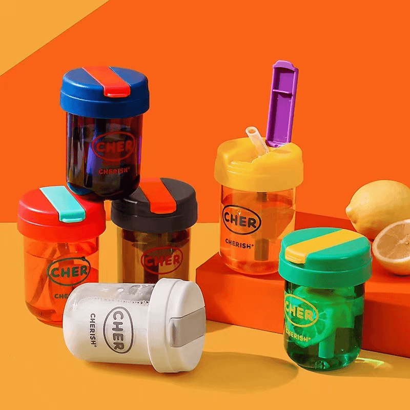 迷你便携塑料杯小容量儿童宝宝学饮杯带吸管喝咖啡牛奶饮料吨吨桶