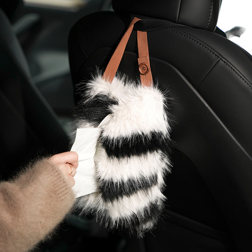 Plush wall hanging tissue bag living room premium dining table bedside storage bag cream style napkin tissue box