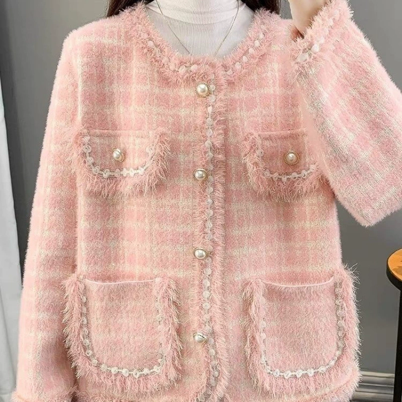 Бархатный демисезонный кардиган, куртка, стиль Chanel, французский стиль