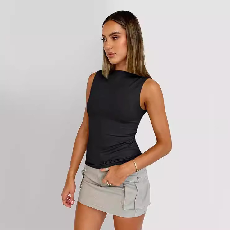 Cross-border European And American Women's Pullover Strapless Sleeveless Sexy Outerwear Square-neck Vest Top For Women_ecoleips.com