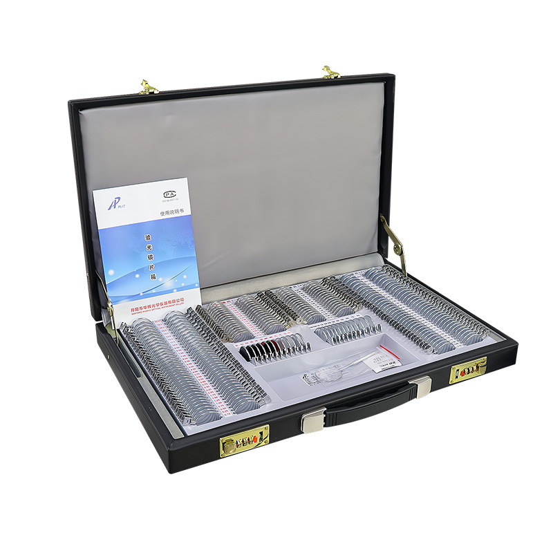 Equipo de Optometría Huahui 232 tipo anillo de metal caja de lentes de Optometría caja de inserción de apertura grande caja de prueba de gafas con certificado