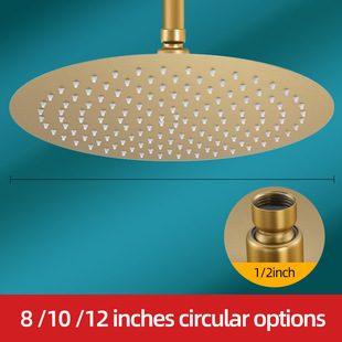 Cross-Border Amazon Foreign Trade Copper Supercharged Shower Head Detachable High Flow Fixed Stainless Steel Brushed Gold Dome Spray