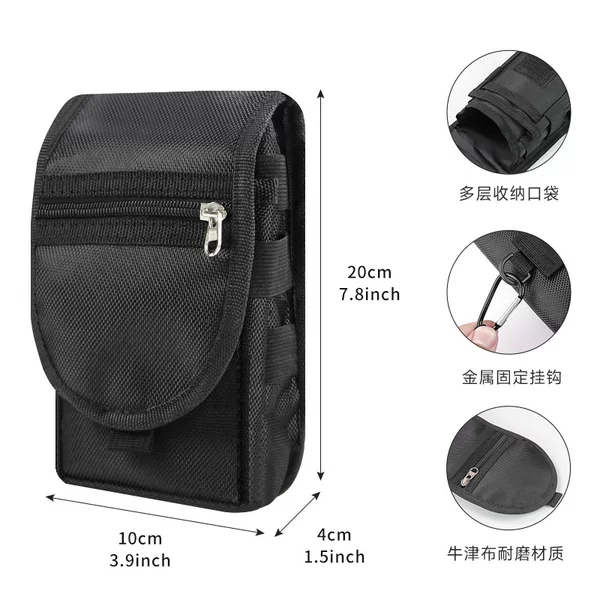 Mobile Phone Waist Bag 6.3 Inch Flip Hanging Waist Mobile Phone Bag Portable Middle-aged and Elderly Men's Casual Belt Hanging Waist Bag