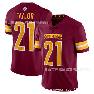 Nfl Football Jersey Commander 21 Red Commanders Taylor Jeresy Dropshipping