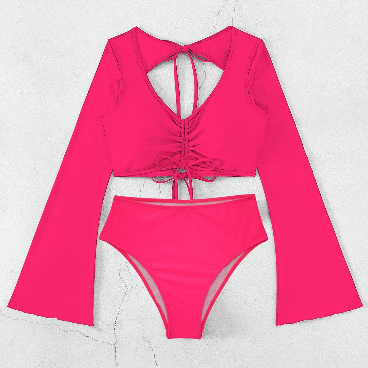 315g Weight Sexy Feel Of Sensation High Waist Panties Waist Briefs Panties Style Polyester Fabric Type 2 Pieces Set Quantity Swimming Pool, Beach Occasion Solid Color Pattern Full Coverage Bra Cup Women's Gender Women's Solid Color 2 Pieces Set Tankinis Swimwear 11