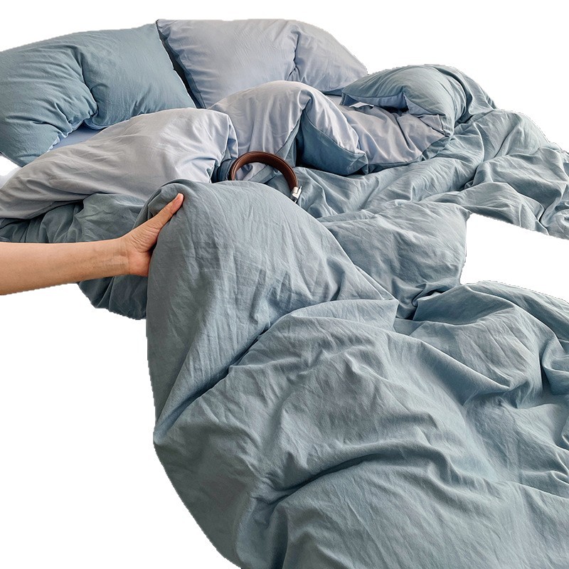 Madre y bebé clase A dormitorio desnudo cuatro piezas de algodón puro algodón colcha cubierta sábanas de cama de dormitorio de estudiantes tres piezas de conjunto