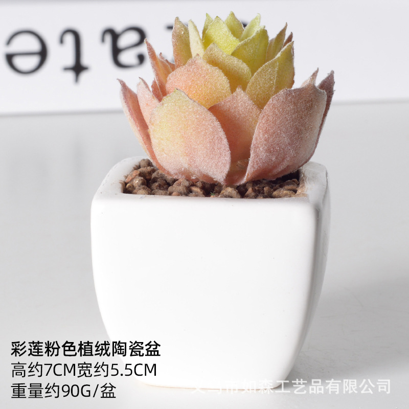 Simulación de cerámica bonsai de carne doméstica decoración de escritorio de oficina plantación verde maceta props de disparo maceta combinada artificial image 14