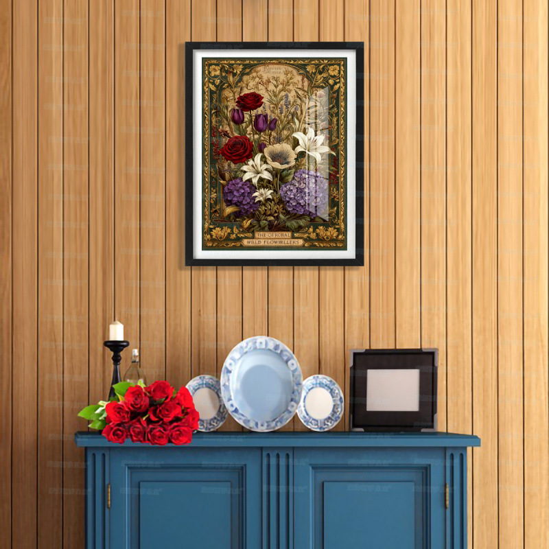 Mona Lisa Real bordado cruzado retro flor salvaje minimalista sala de estar flor estética pintura decorativa de la sala de estar bordada a mano image 2