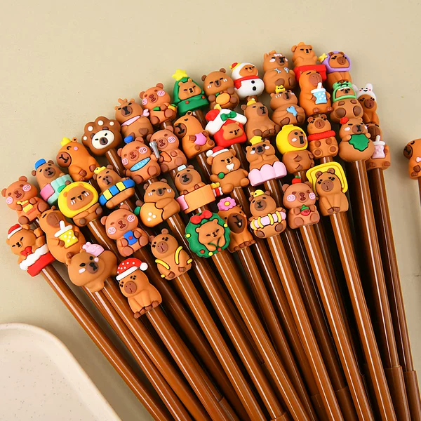 Cute Capibara Cartoon Student Gel Pen Black Carbon Water-Based Pen Creative Learning Stationery Prizes Wholesale