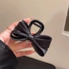 24# black satin double-layer bow about 8cm