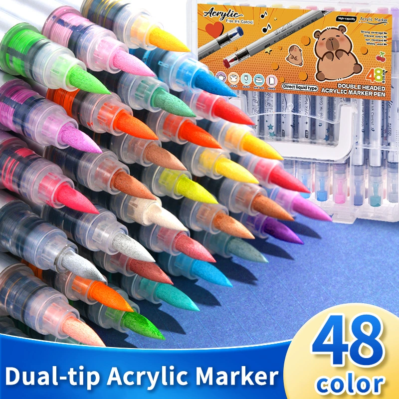 Acrylic, waterproof marker for students, Amazon, 48 colors, graffiti
