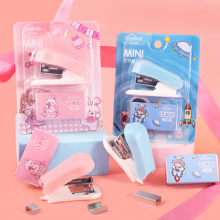 Cartoon Stapler Mini Small Set Book Binding Student Stationery Multifunctional Stapler Test Paper Stapler Portable