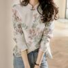 2022 Spring new pattern Chinese style Improvement cheongsam jacket Peach blossom Retro frog Long sleeve printing shirt