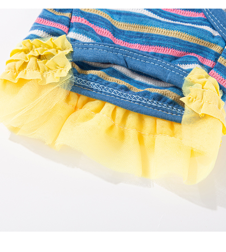 Gestreiftes Hasen-blumen-trägerkleid Für Hunde Sommerweste_voghion.com
