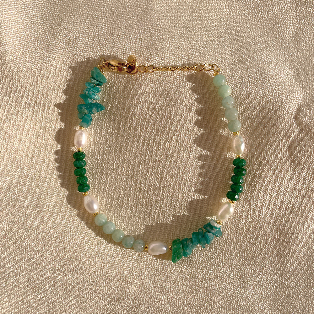 Fashion Irregular natural stone Titanium Steel Patchwork Bracelets 1 Piece