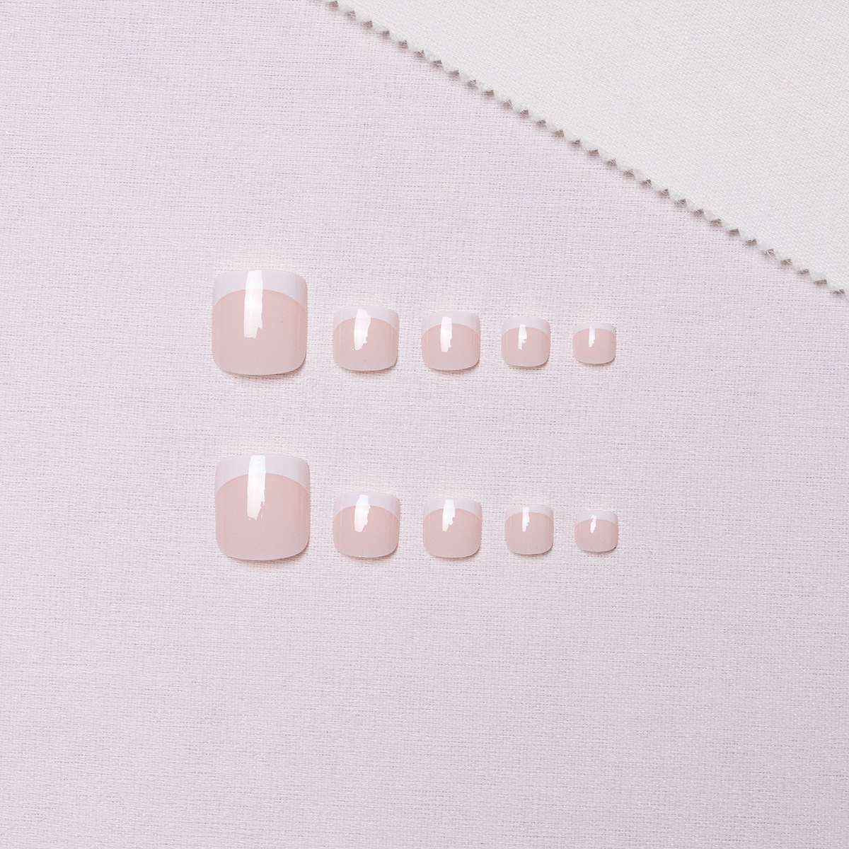 J0061 usable francés blanco borde dedo del pie pieza de uñas falsa etiqueta engomada del clavo parche desmontable producto terminado al por mayor