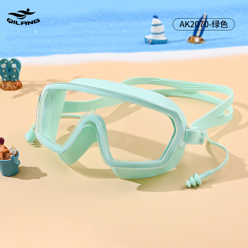 Gafas de Natación de Marco Grande para Adultos de PC, Impermeable y Antivaho, Con Tapones para los Oídos