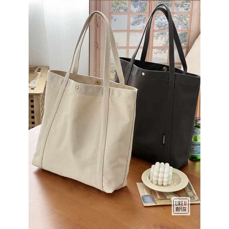 Original Design Literary Fashion Commuter Canvas Tote Student Simple Pure Color Casual Versatile Shoulder Handbag