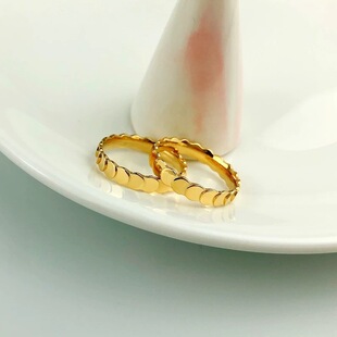 18K Real Gold Fish Scale Ring Au750 Color Gold Gold Non-Removable Glossy Small Disc Popular Design Water Shell Wholesale