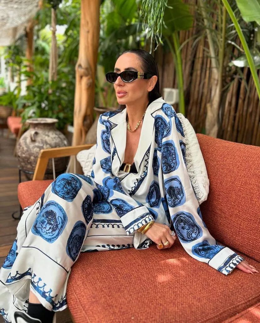 Long Sleeve Sleeve Length Polyester Fabric Type Daily Street Women's Classic Style Printing Abstract Polyester Pant Co-ord Set Pants Sets