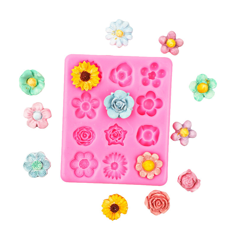 Margarita sol flor multi-estilo pastel de silicona molde Fondant chocolate flor decoración de la torta de cumpleaños