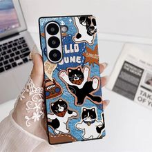 适用三星zfold6手机壳翻盖皮套fold5牛仔猫咪fold4卡通创意fold3