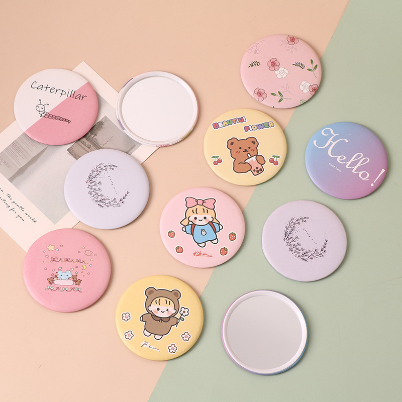 Cross-Border Popular Small Mirror, Portable Mirror, Simple Mini Makeup Mirror, Desktop Women's Vanity Mirror, Foldable Touch-Up Mirror