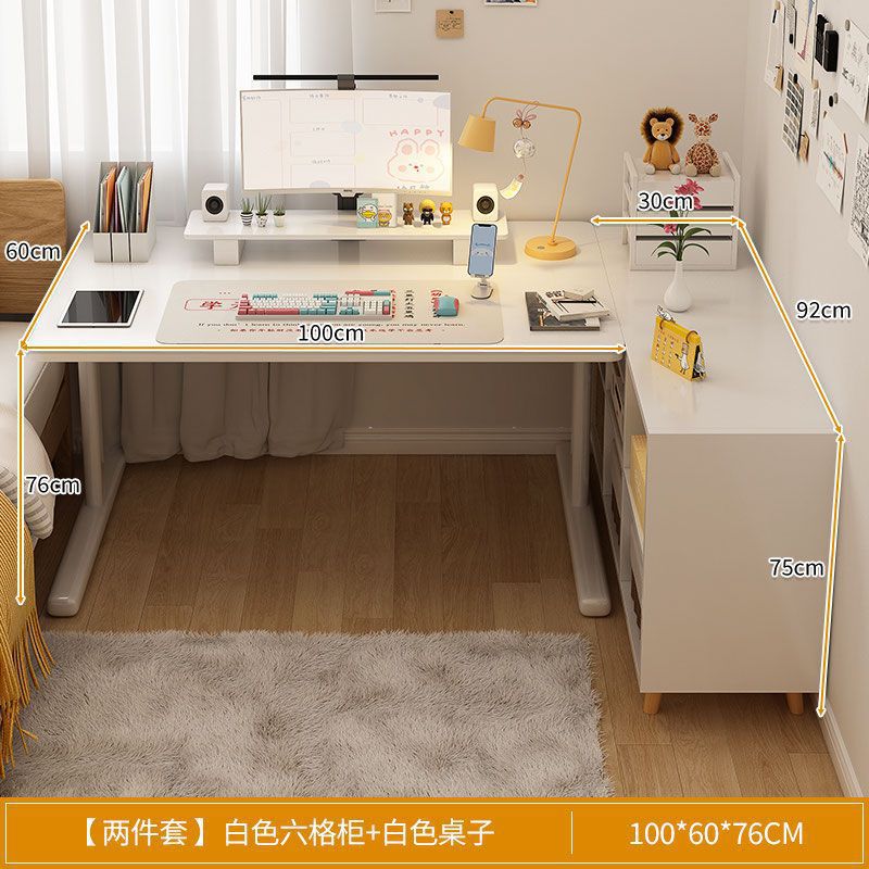 Escritorio de computadora, escritorio, estantería, escritorio en casa para estudiantes, escritorio de oficina de aprendizaje para niños, dormitorio en forma de L, niñas