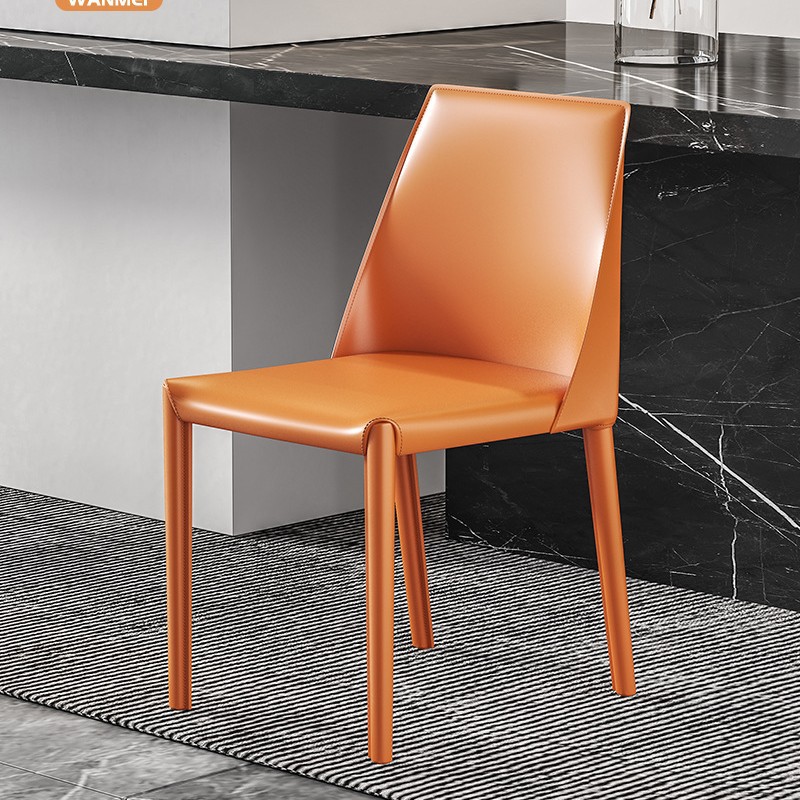 silla de sillón de mesa de comedor en el hogar silla de diseño taburete minimalista silla de comedor de cuero italiano al por mayor mesa de comedor de lujo ligera