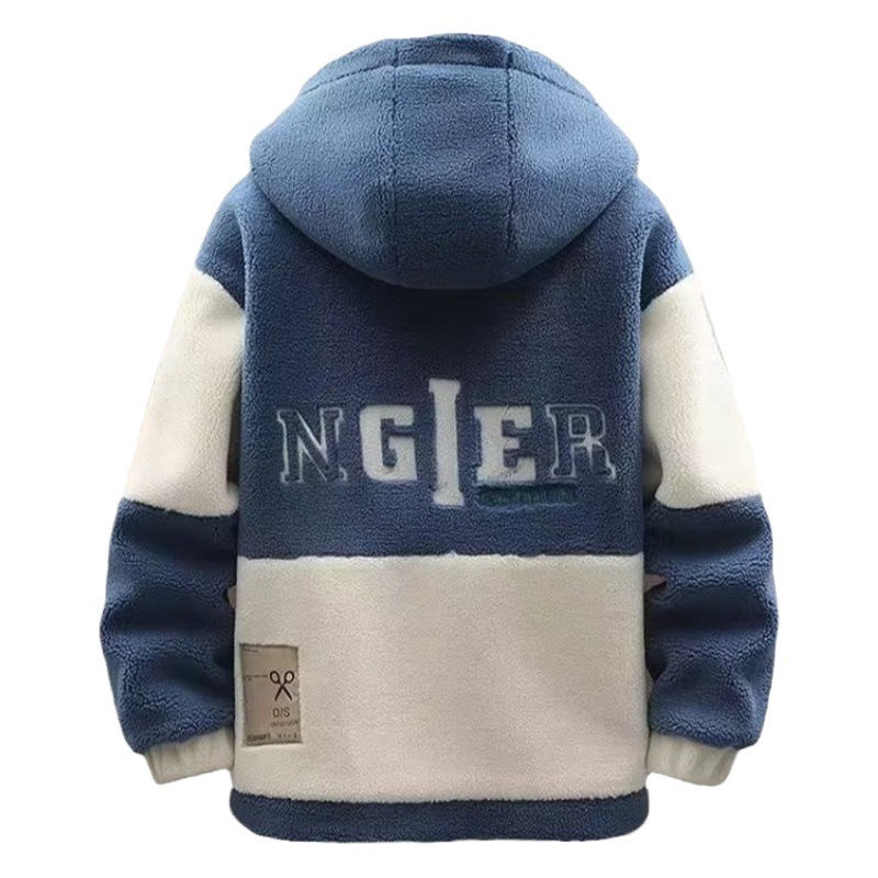 2023 chaqueta de lana de cordero hombres invierno suelta moda estudiantes de secundaria acolchada engrosada chaqueta de los hombres