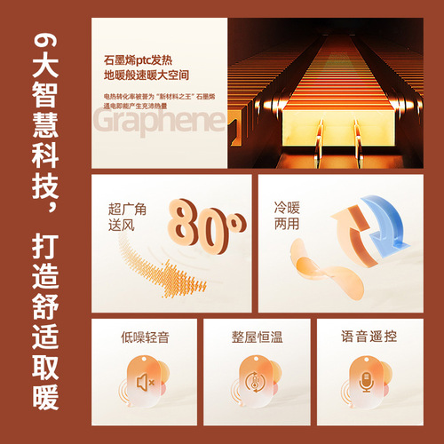New Cross-border Heating Fan, Household Energy-saving Graphene Full-house Large Area Electric Heater, Bathroom Magic Tool