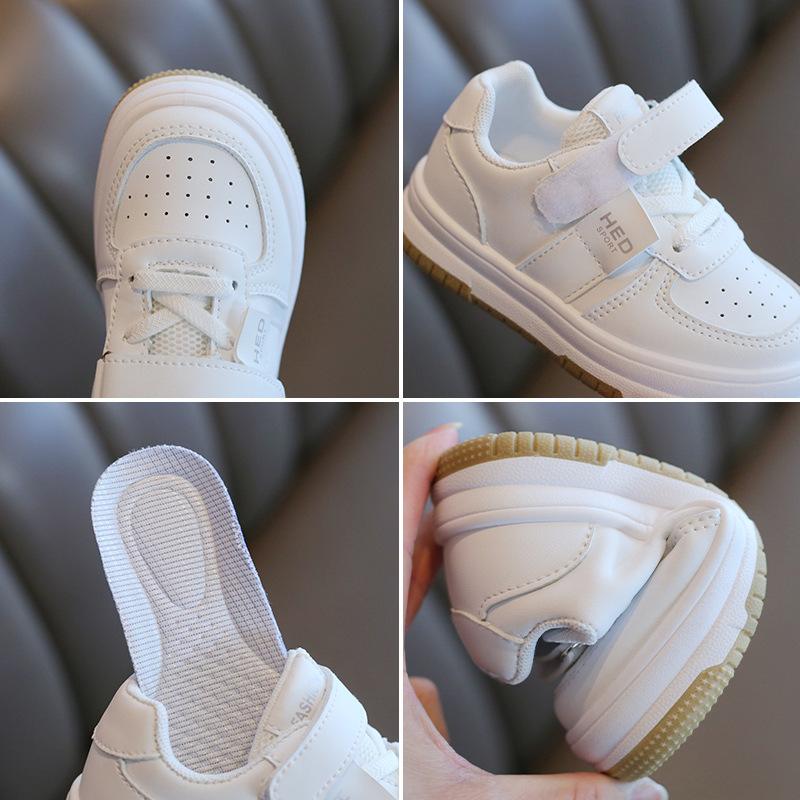 2025 primavera y otoño zapatos blancos para niños zapatos deportivos antideslizantes para niños zapatos de skate suaves para bebés antideslizantes y resistentes al desgaste